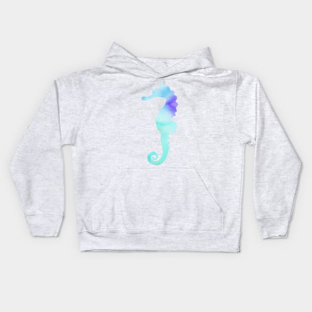 Blue seahorse silhouette Kids Hoodie by DreamLoudArt